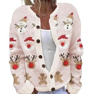 Boutine LA Holiday Cardigan - Cream and Red